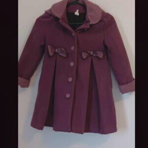 Girls' Dress Purple Coat, Wool Blend  Lined Fall Winter Peacoat size 6 Unique